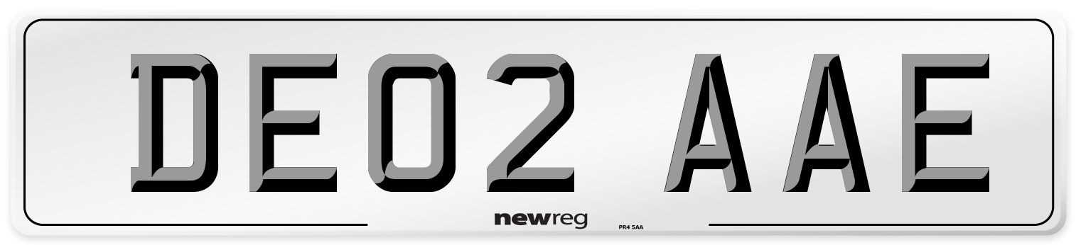 DE02 AAE Number Plate from New Reg